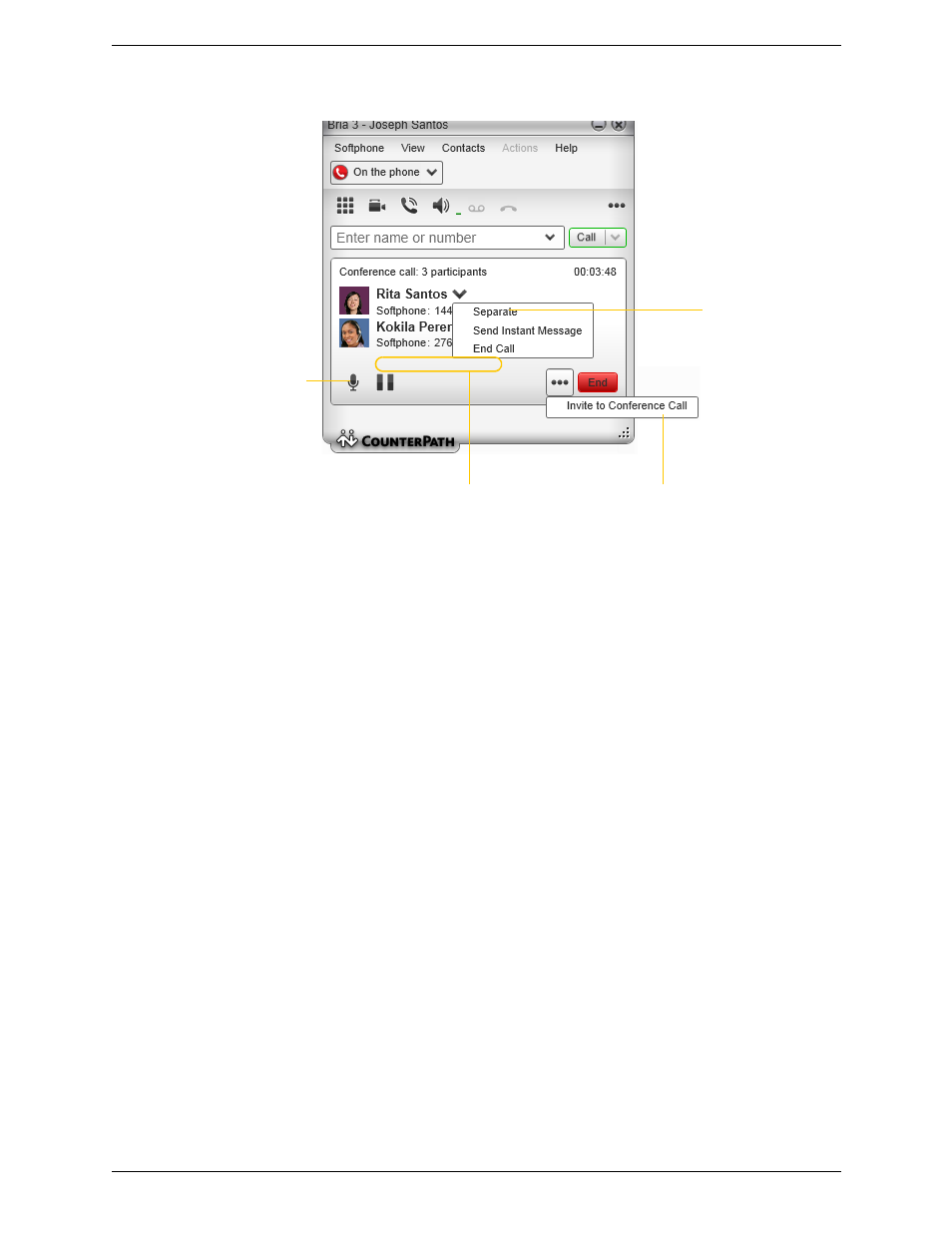 Managing the conference | CounterPath Bria 3.5 for Windows User Guide - Retail Deployments User Manual | Page 26 / 100