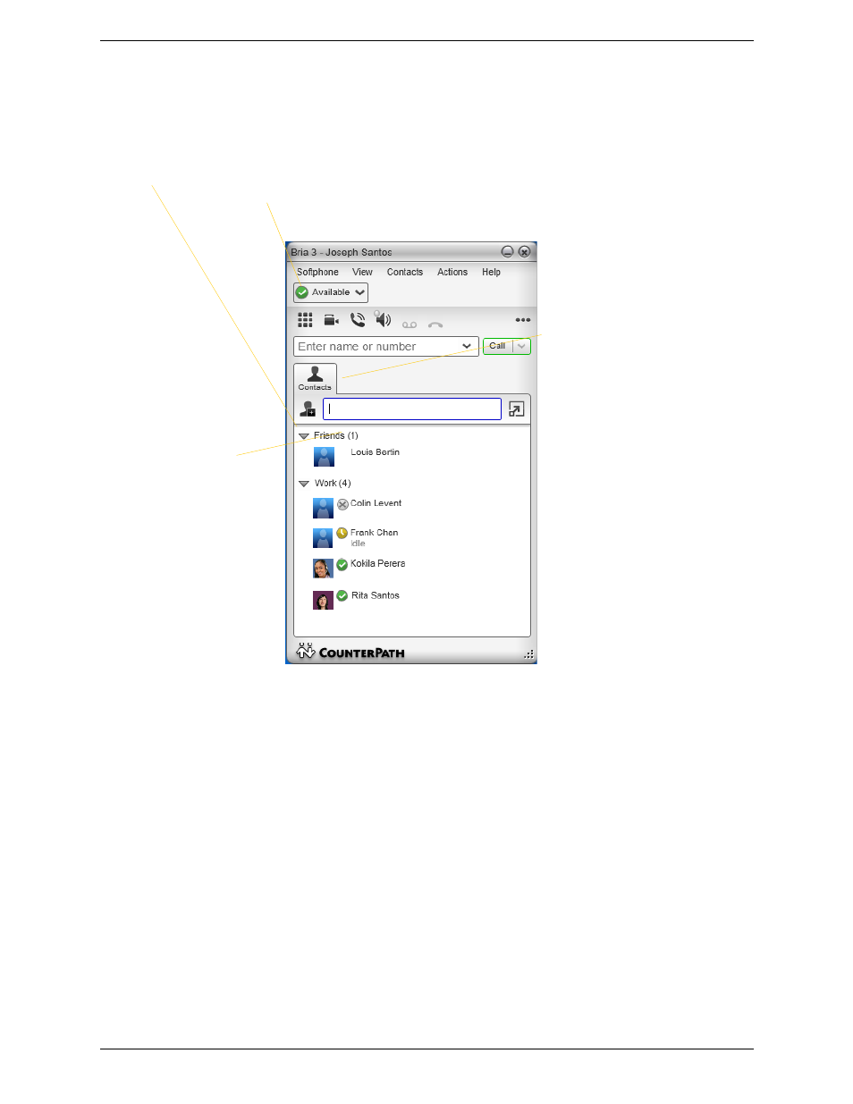 4 sharing online status, Sharing online status | CounterPath Bria 3.5 for Windows User Guide - Retail Deployments User Manual | Page 45 / 100
