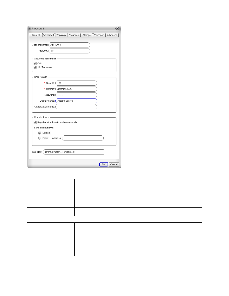 Sip account properties – account | CounterPath Bria 3.3 for Windows User Guide - Retail Deployments User Manual | Page 59 / 104
