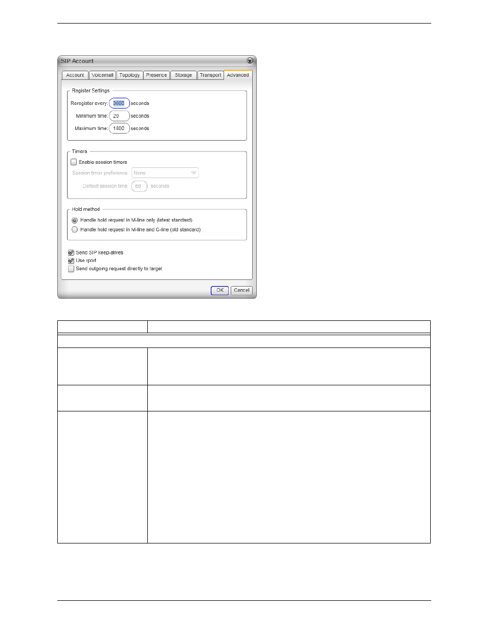 Sip account properties – advanced | CounterPath Bria 3.3 for Windows User Guide - Retail Deployments User Manual | Page 70 / 104
