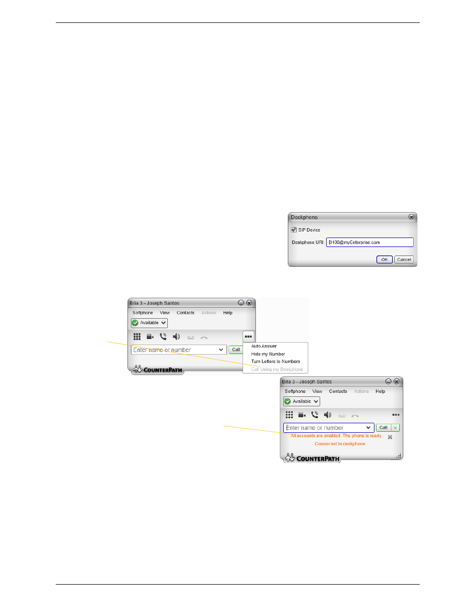 12 working in deskphone mode, Working in deskphone mode | CounterPath Bria 3.5 for Windows User Guide - Enterprise Deployments User Manual | Page 32 / 90