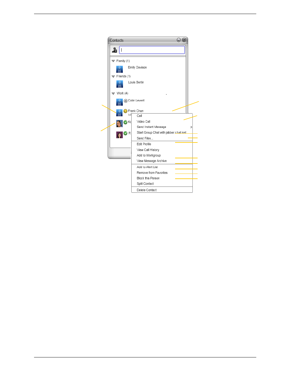3 using contacts, Using contacts | CounterPath Bria 3.5 for Windows User Guide - Enterprise Deployments User Manual | Page 49 / 90
