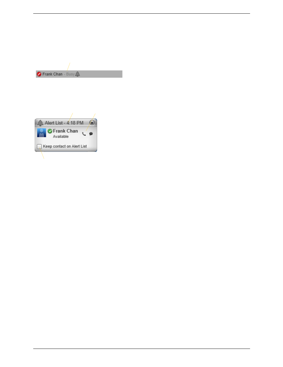 Adding contacts to the alert list (buddy pounce) | CounterPath Bria 3.5 for Windows User Guide - Enterprise Deployments User Manual | Page 55 / 90