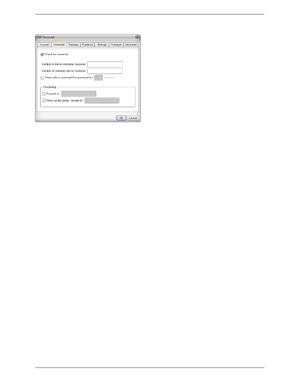 Sip account properties – voicemail | CounterPath Bria 3.5 for Windows User Guide - Enterprise Deployments User Manual | Page 63 / 90