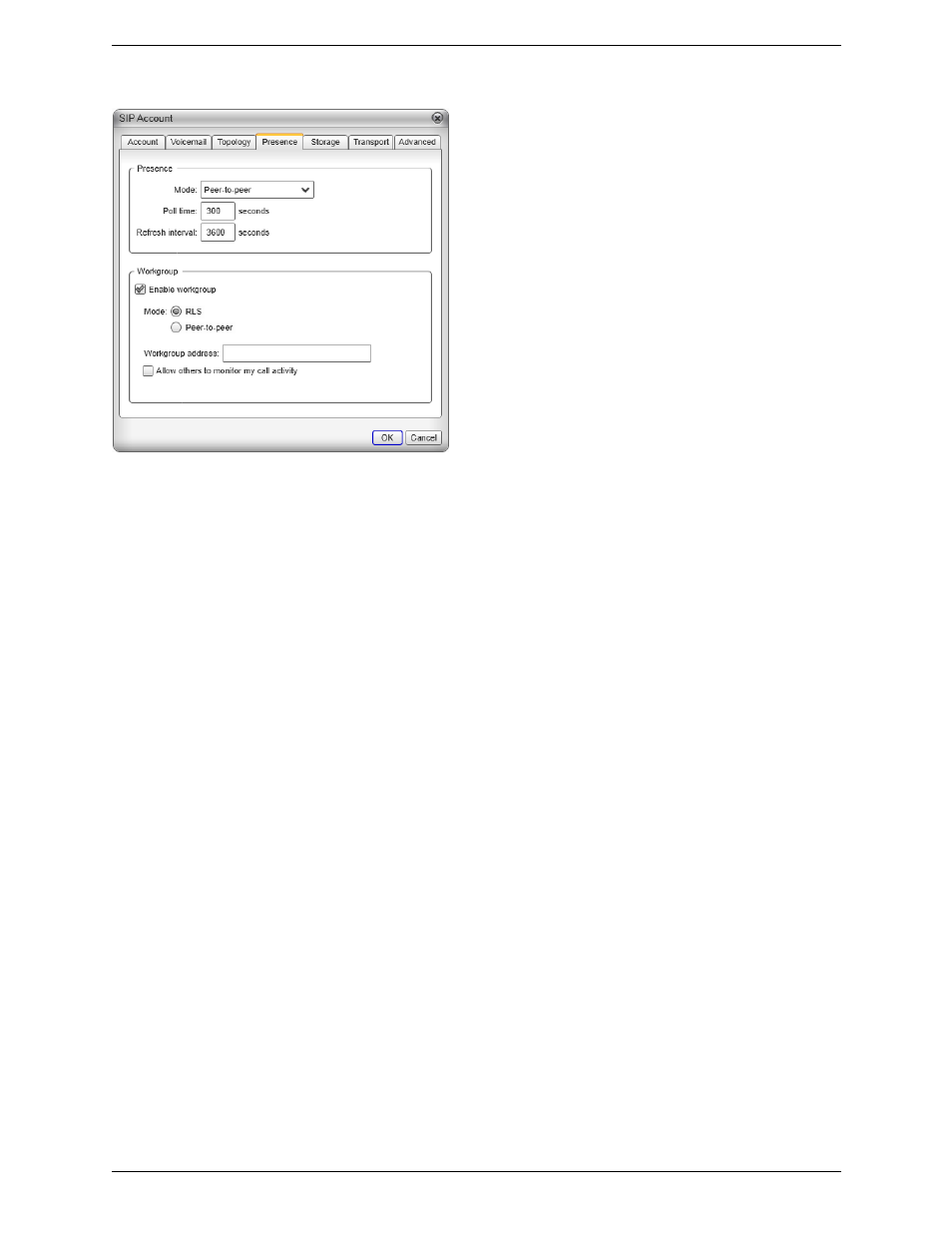 Sip account properties – presence | CounterPath Bria 3.5 for Windows User Guide - Enterprise Deployments User Manual | Page 64 / 90