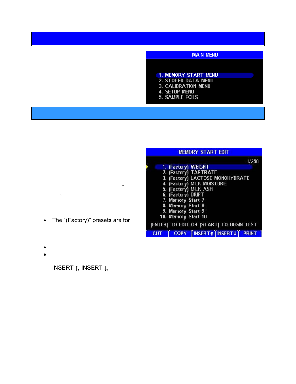 Main menu, Memory starts menu | Arizona MAX-5000XL User Manual | Page 23 / 92