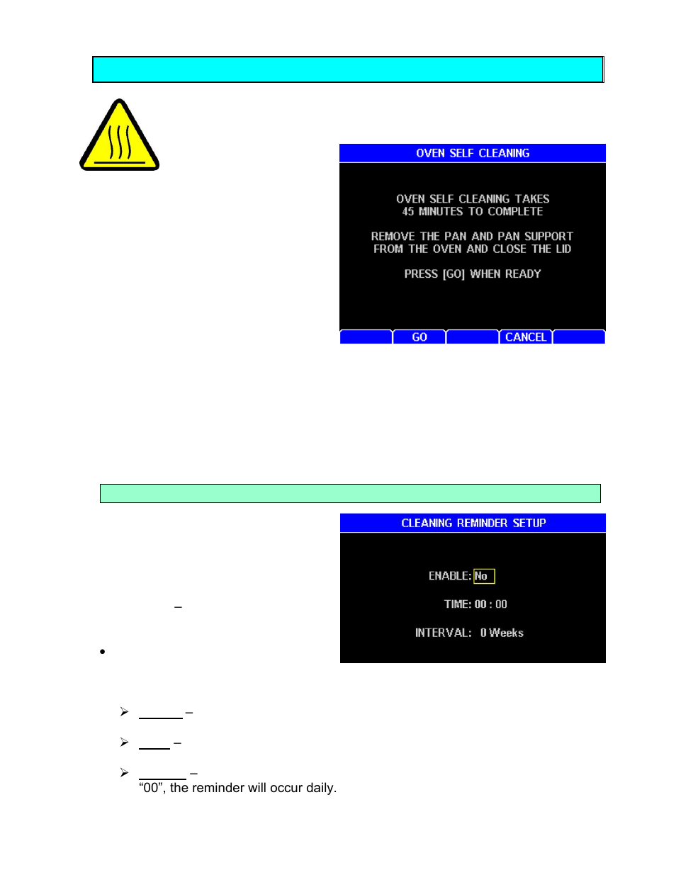 Oven cleaning, Cleaning reminder setup | Arizona MAX-5000XL User Manual | Page 49 / 92