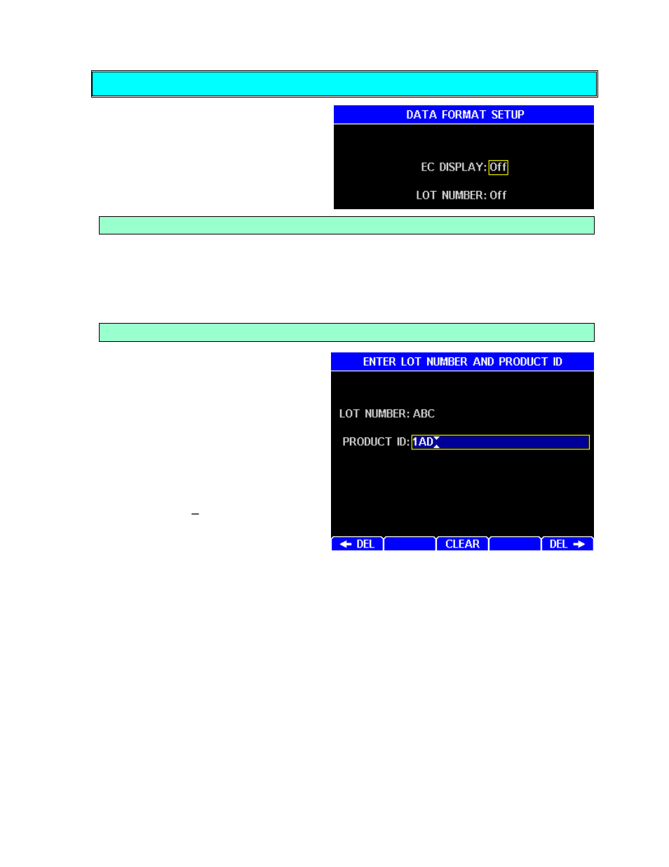 Data format setup, Ec display, Lot number | Arizona MAX-5000XL User Manual | Page 53 / 92