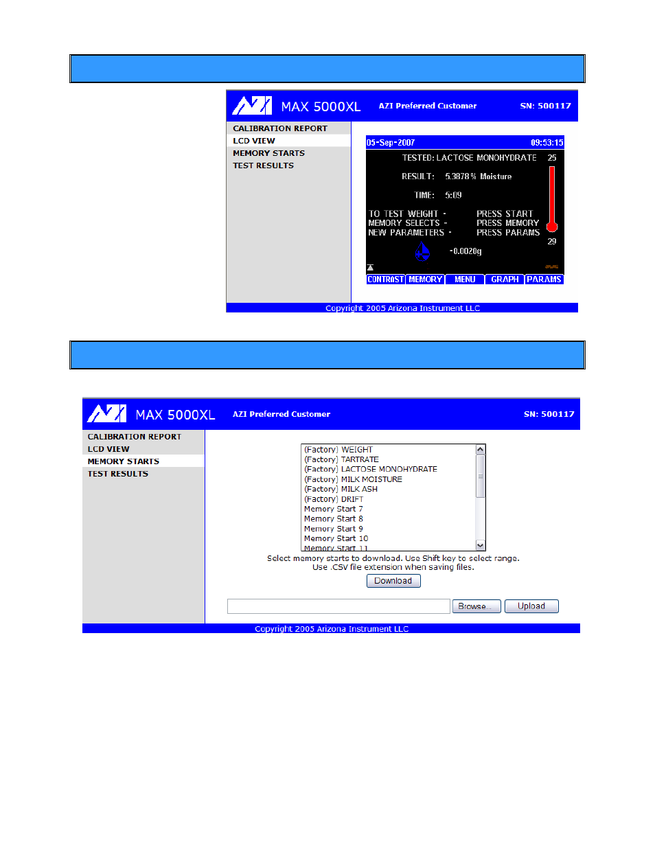 Lcd view, Memory starts | Arizona MAX-5000XL User Manual | Page 76 / 92