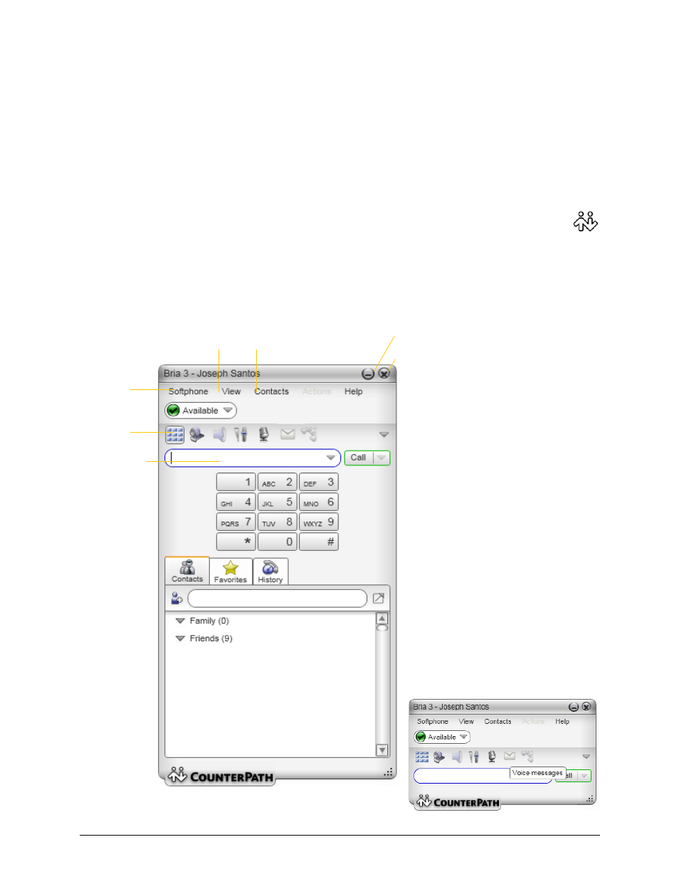 3 making phone calls, 1 starting and quitting bria, 2 the onscreen softphone | Making phone calls, Starting and quitting bria the onscreen softphone, 3making phone calls | CounterPath Bria 3.4 for Windows User Guide - Enterprise Deployments User Manual | Page 13 / 90