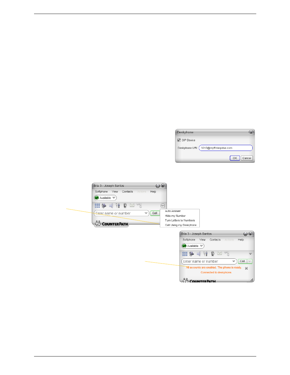 12 working in deskphone mode, Working in deskphone mode | CounterPath Bria 3.4 for Windows User Guide - Enterprise Deployments User Manual | Page 32 / 90