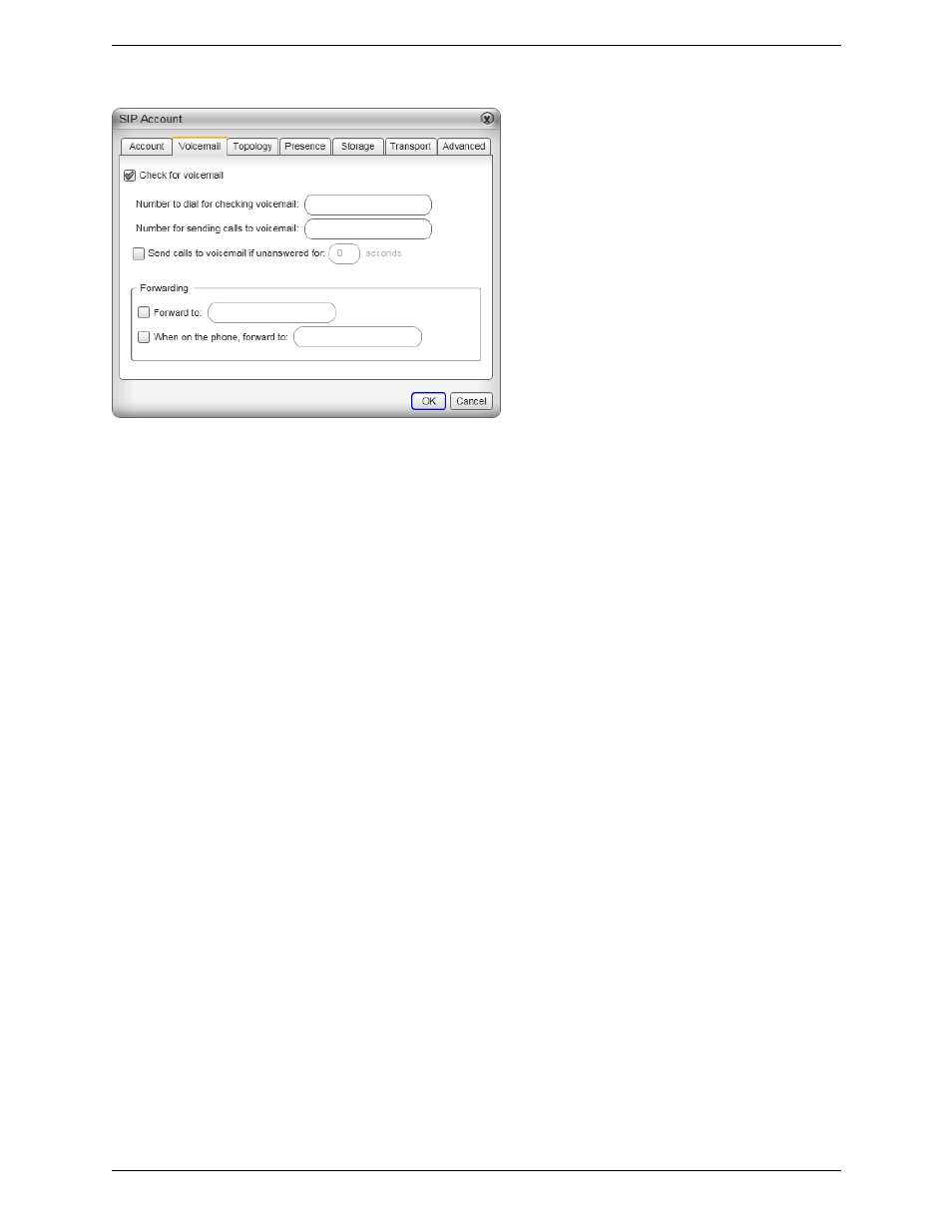 Sip account properties – voicemail | CounterPath Bria 3.4 for Windows User Guide - Enterprise Deployments User Manual | Page 63 / 90