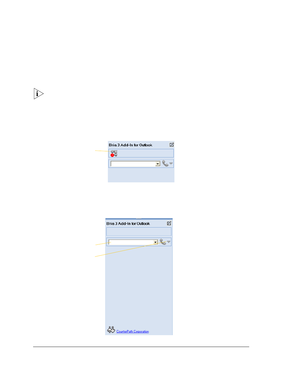 A using bria add-in for outlook, Missed calls and voicemail, Placing phone calls | CounterPath Bria 3.4 for Windows User Guide - Enterprise Deployments User Manual | Page 81 / 90