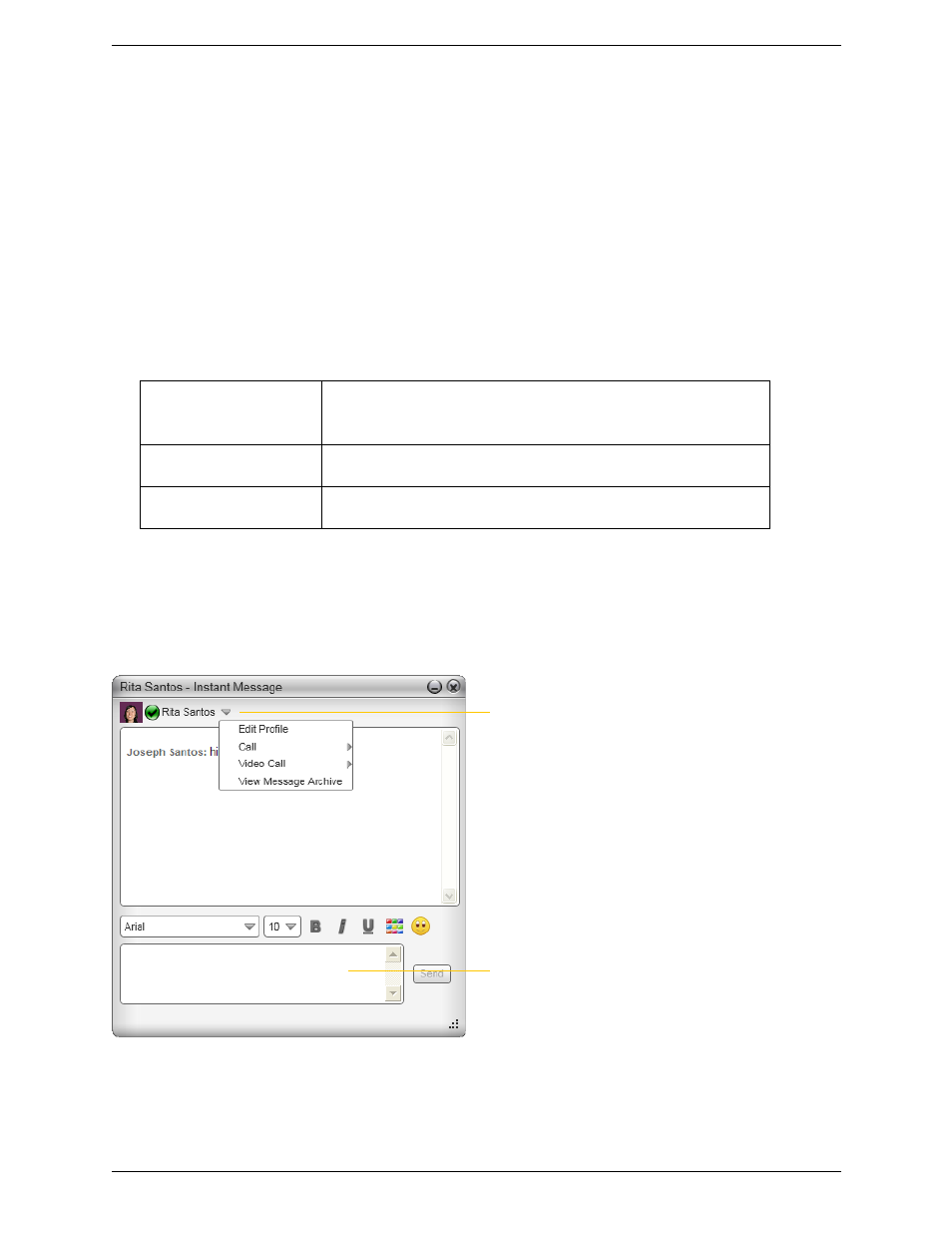4 other bria features, 1 instant messaging, Other bria features | Instant messaging, 4other bria features, Sending an im | CounterPath Bria 3.2 for Windows User Guide - Retail Deployments User Manual | Page 31 / 102