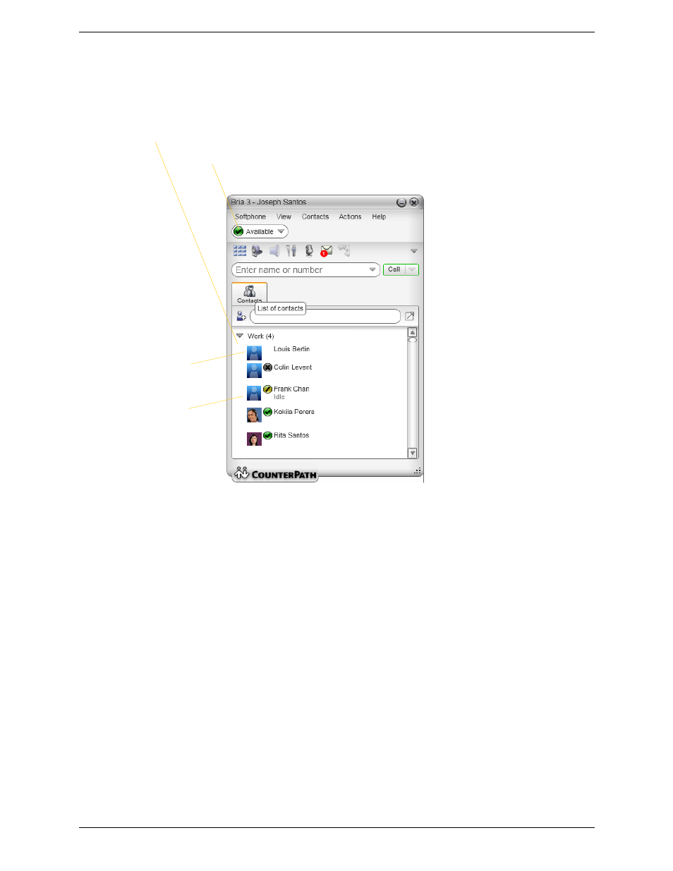 4 sharing online status, Sharing online status | CounterPath Bria 3.2 for Windows User Guide - Retail Deployments User Manual | Page 45 / 102