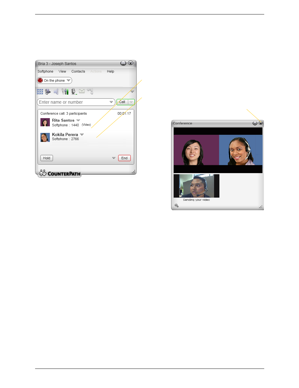 Video conference calls | CounterPath Bria 3.2 for Windows User Guide - Enterprise Deployments User Manual | Page 27 / 90