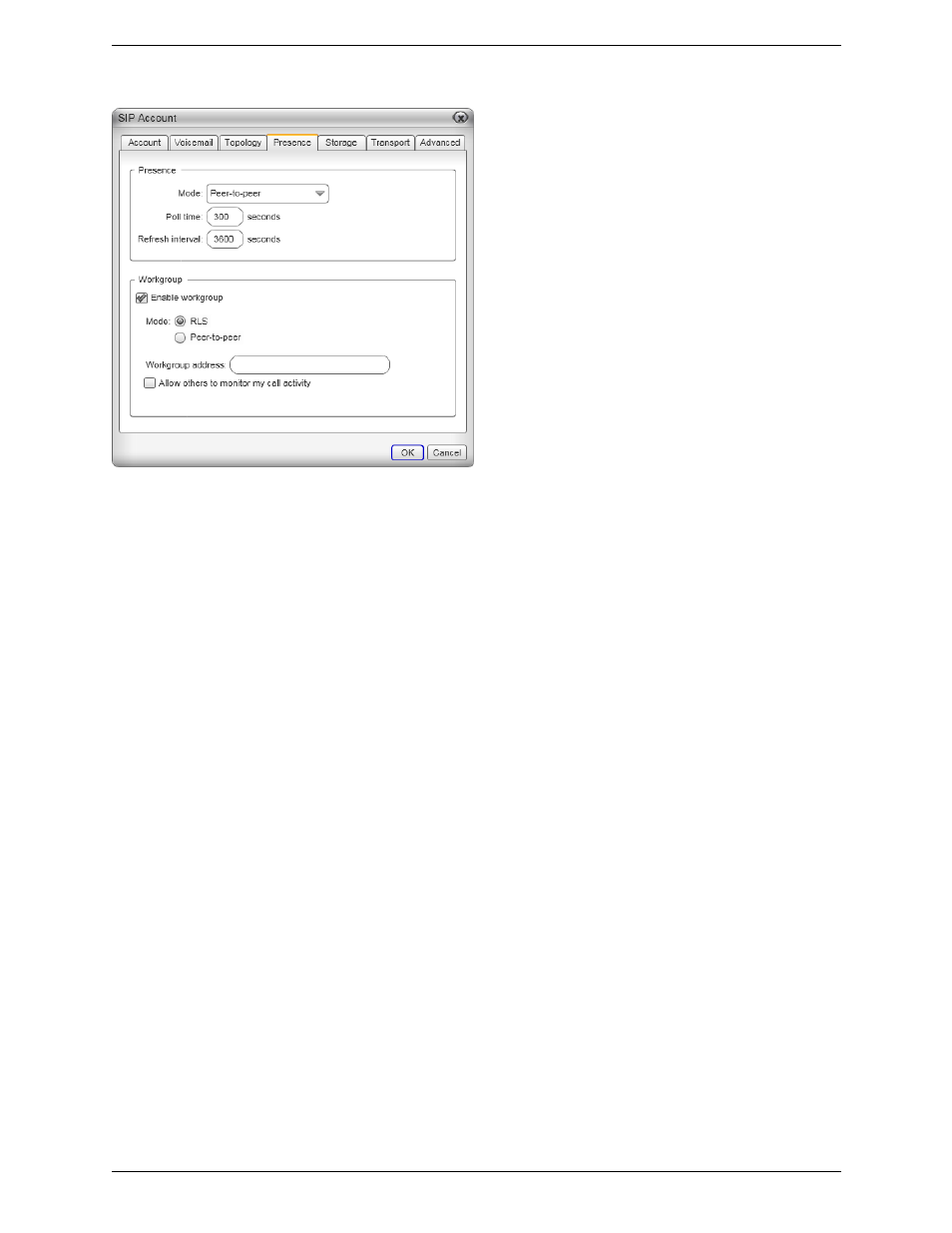 Sip account properties – presence | CounterPath Bria 3.2 for Windows User Guide - Enterprise Deployments User Manual | Page 64 / 90
