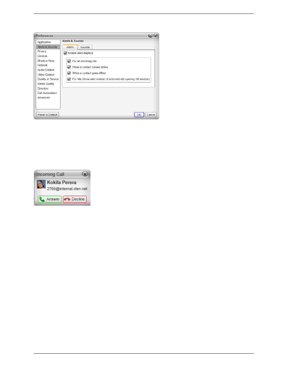 Preferences – alerts & sounds | CounterPath Bria 3.2 for Windows User Guide - Enterprise Deployments User Manual | Page 71 / 90