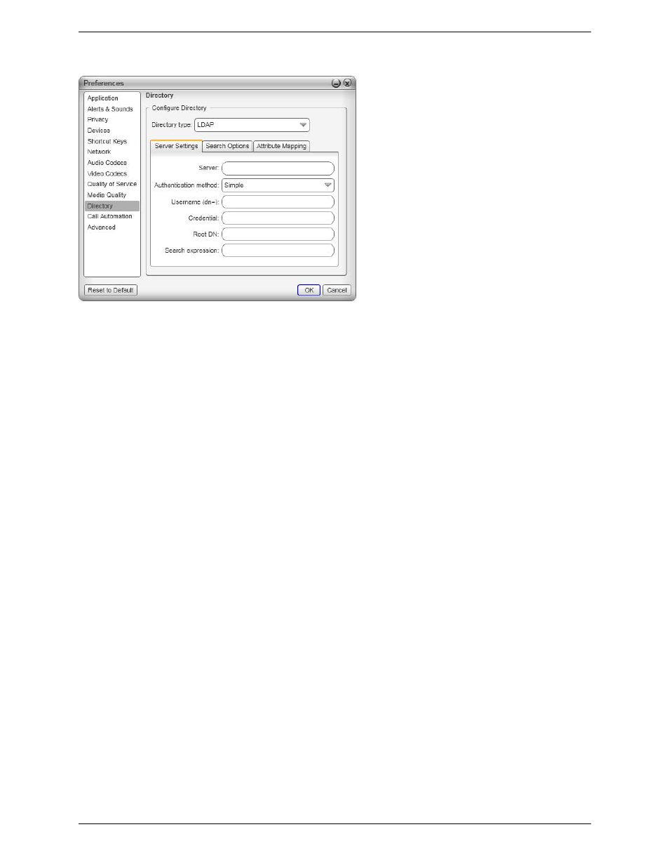 Preferences – directory | CounterPath Bria 3.2 for Windows User Guide - Enterprise Deployments User Manual | Page 78 / 90
