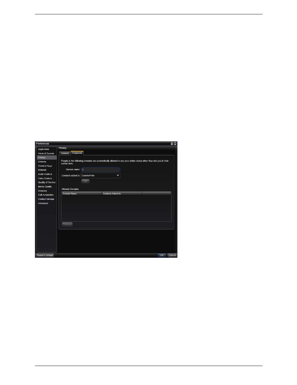 4 preferences reference, 1 preferences - privacy, Preferences reference | Preferences – privacy, 4preferences reference, 1 preferences – privacy | CounterPath Bria 3.1 Administrator Guide User Manual | Page 39 / 70