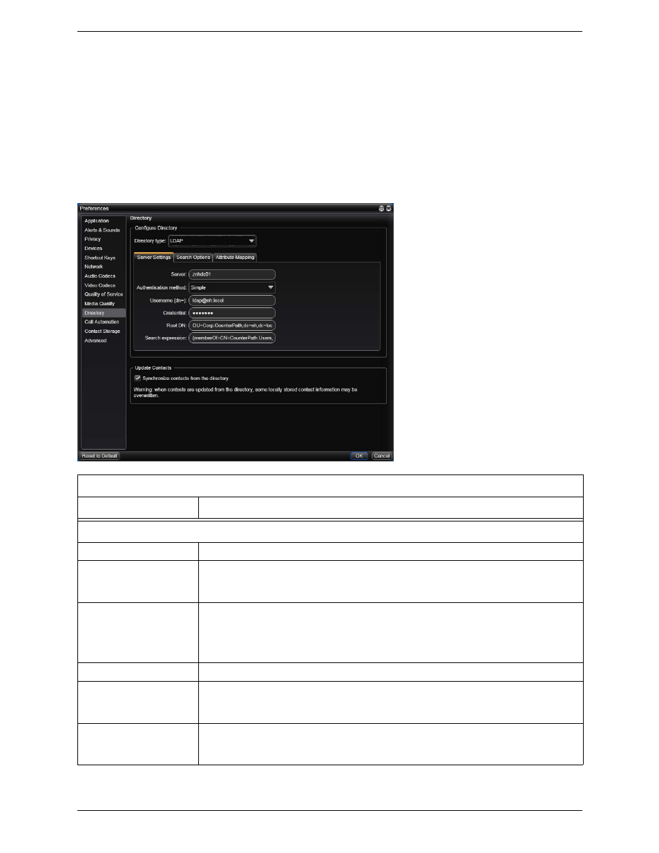7 preferences - directory, Preferences – directory, 7 preferences – directory | CounterPath Bria 3.1 Administrator Guide User Manual | Page 46 / 70