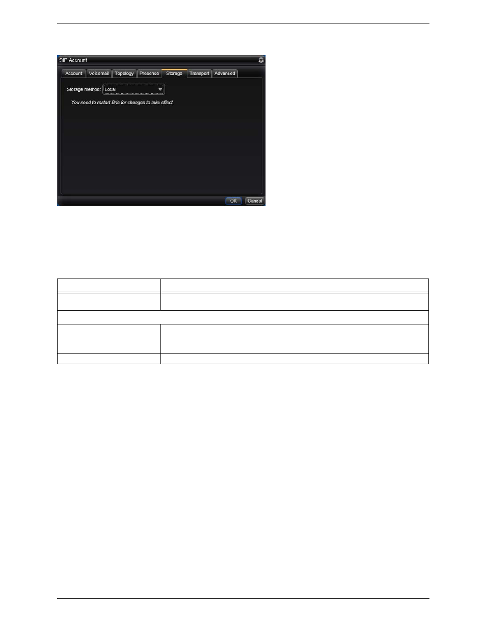 Sip account properties – storage | CounterPath Bria 3.1 for Windows User Guide - Retail Deployments User Manual | Page 63 / 102