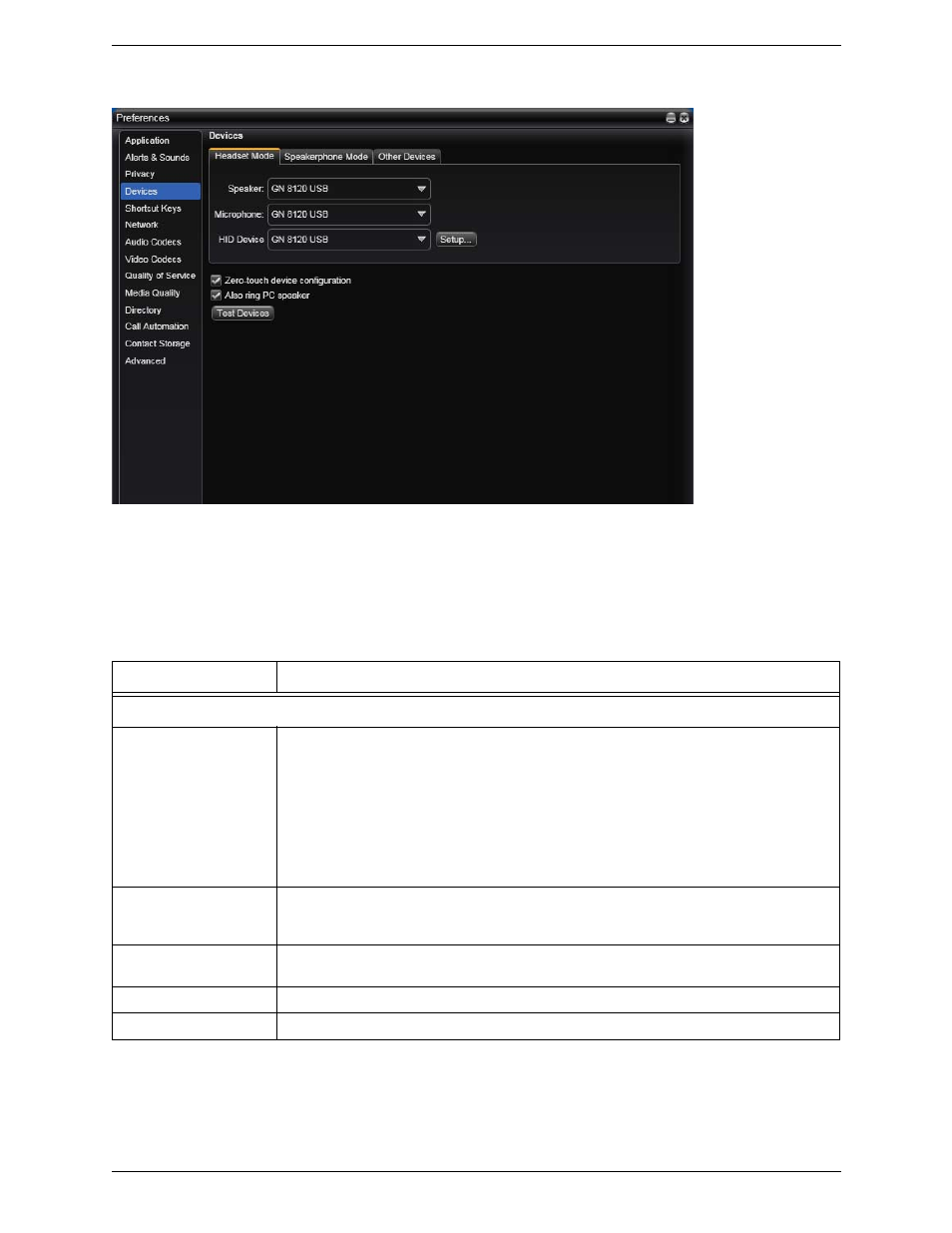 Preferences – devices | CounterPath Bria 3.1 for Windows User Guide - Retail Deployments User Manual | Page 71 / 102