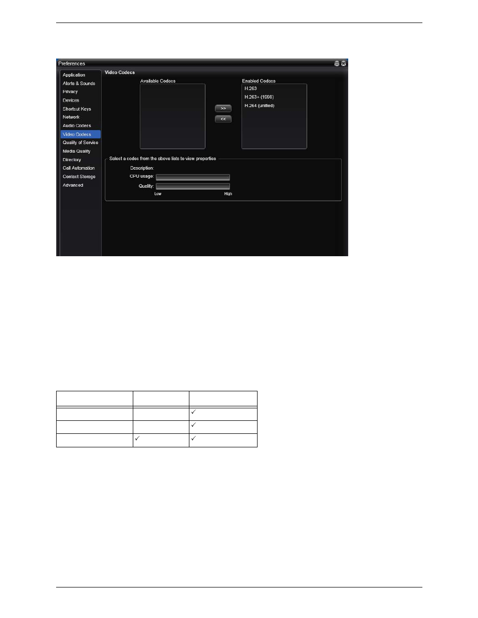 Preferences – video codecs | CounterPath Bria 3.1 for Windows User Guide - Retail Deployments User Manual | Page 78 / 102