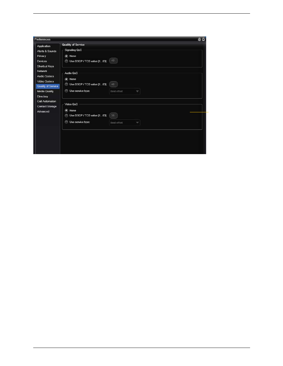 Preferences – quality of service | CounterPath Bria 3.1 for Windows User Guide - Retail Deployments User Manual | Page 79 / 102