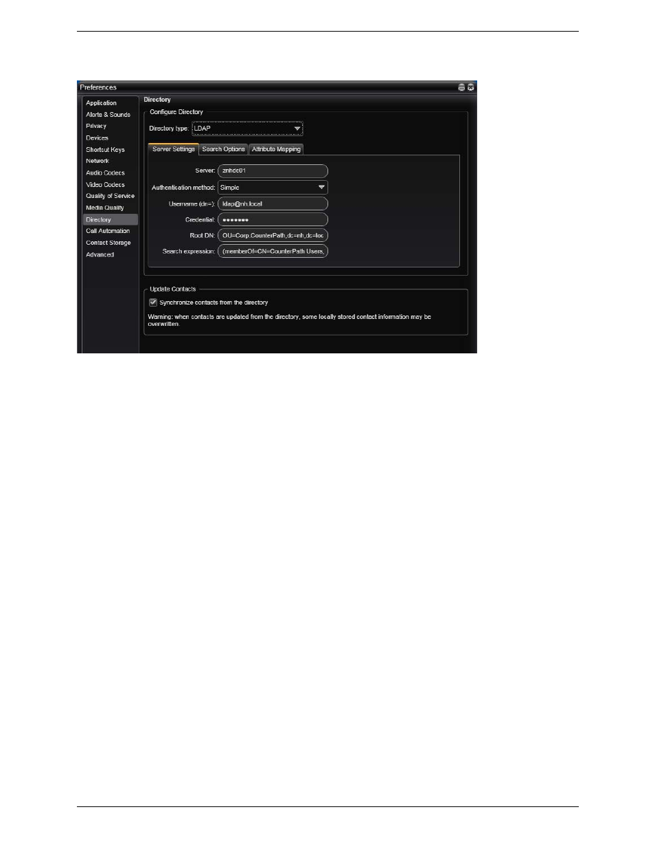 Preferences – directory | CounterPath Bria 3.1 for Windows User Guide - Retail Deployments User Manual | Page 81 / 102