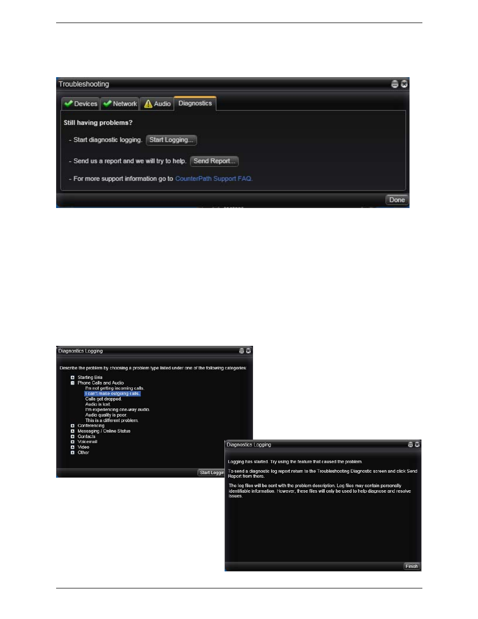 Diagnostics | CounterPath Bria 3.1 for Windows User Guide - Retail Deployments User Manual | Page 90 / 102