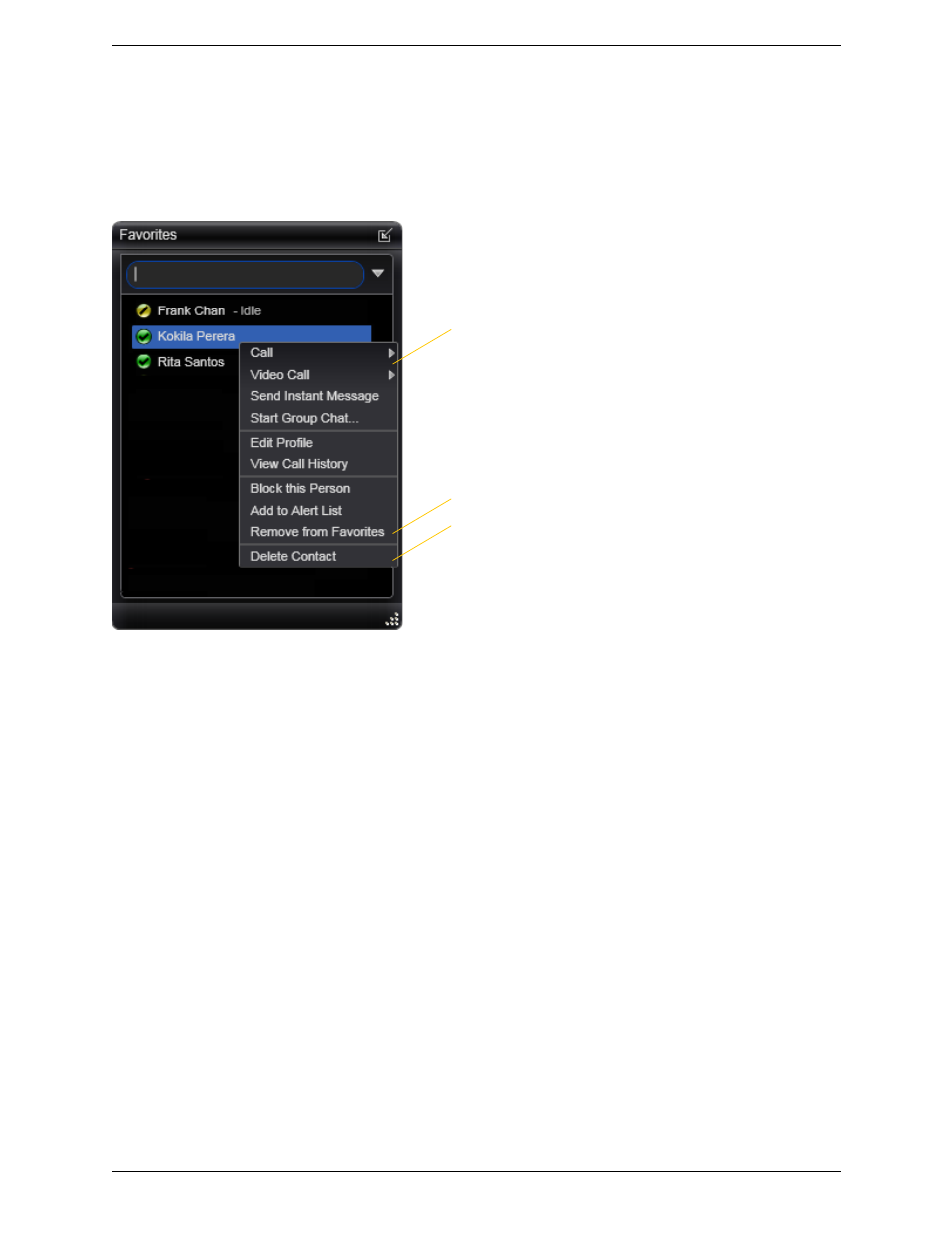 2 favorites tab, Favorites tab | CounterPath Bria 3.1 for Windows User Guide - Enterprise Deployments User Manual | Page 54 / 82