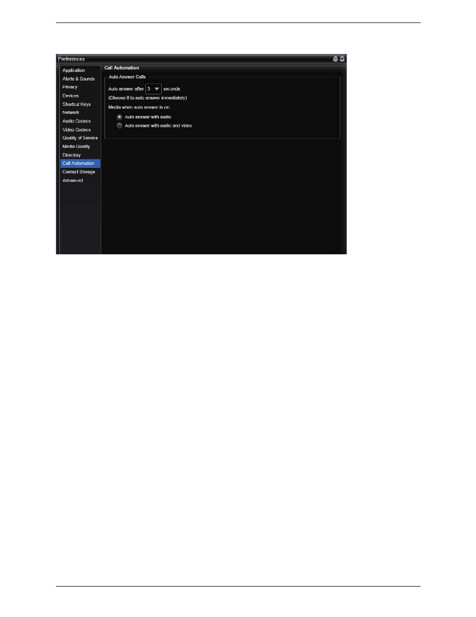 Preferences – call automation, Preferences – contact storage | CounterPath Bria 3.1 for Windows User Guide - Enterprise Deployments User Manual | Page 70 / 82
