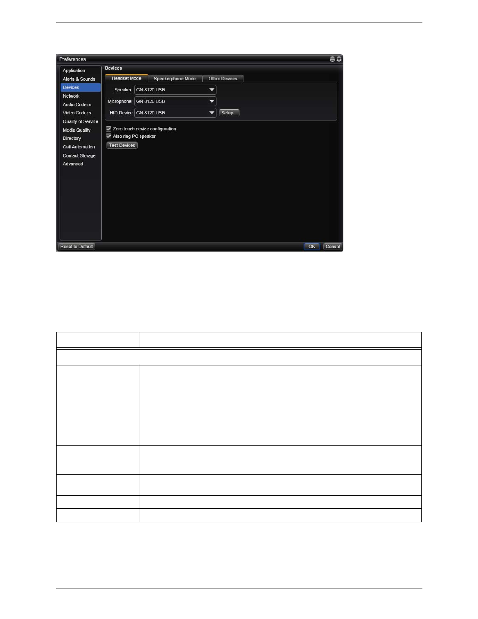 Preferences – devices | CounterPath Bria 3.0 for Windows User Guide – Retail Deployments (Revision 2) User Manual | Page 65 / 94