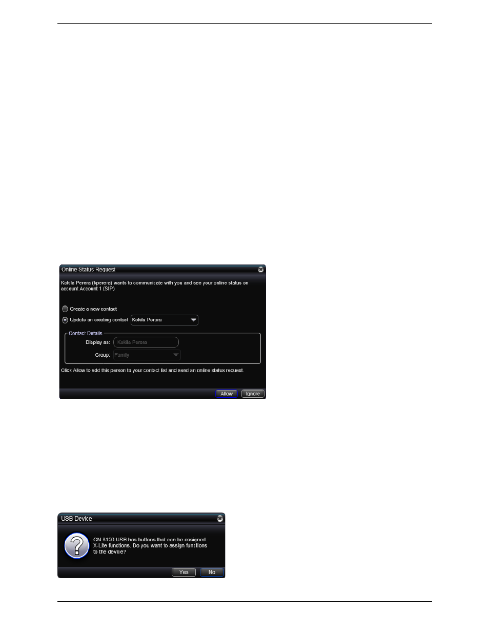 The bria menu, Receiving an online status request, Usb device alert | CounterPath Bria 3.0 for Windows User Guide – Enterprise Deployments (Revision 2) User Manual | Page 14 / 70