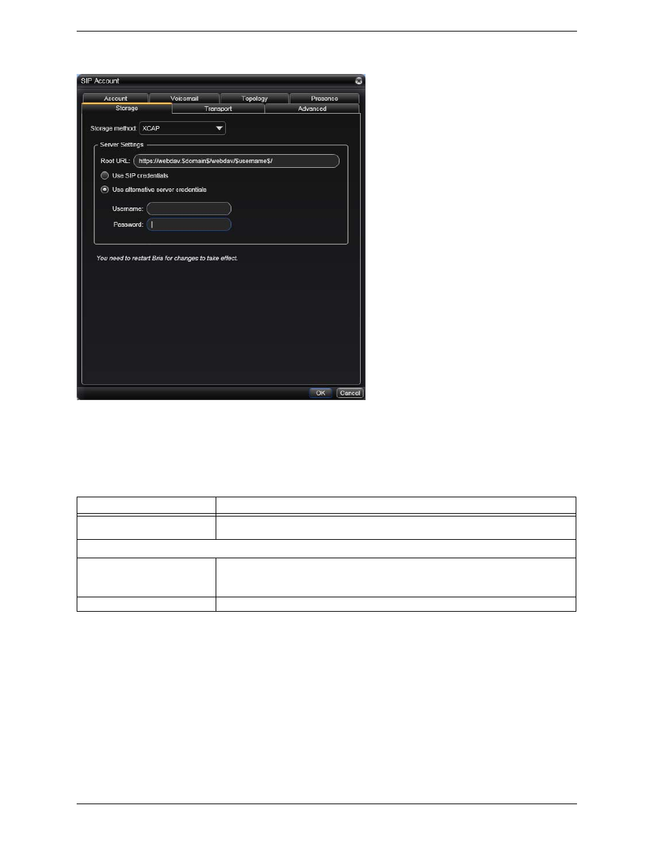 Sip account properties – storage | CounterPath Bria 3.0 for Windows User Guide – Retail Deployments User Manual | Page 56 / 92