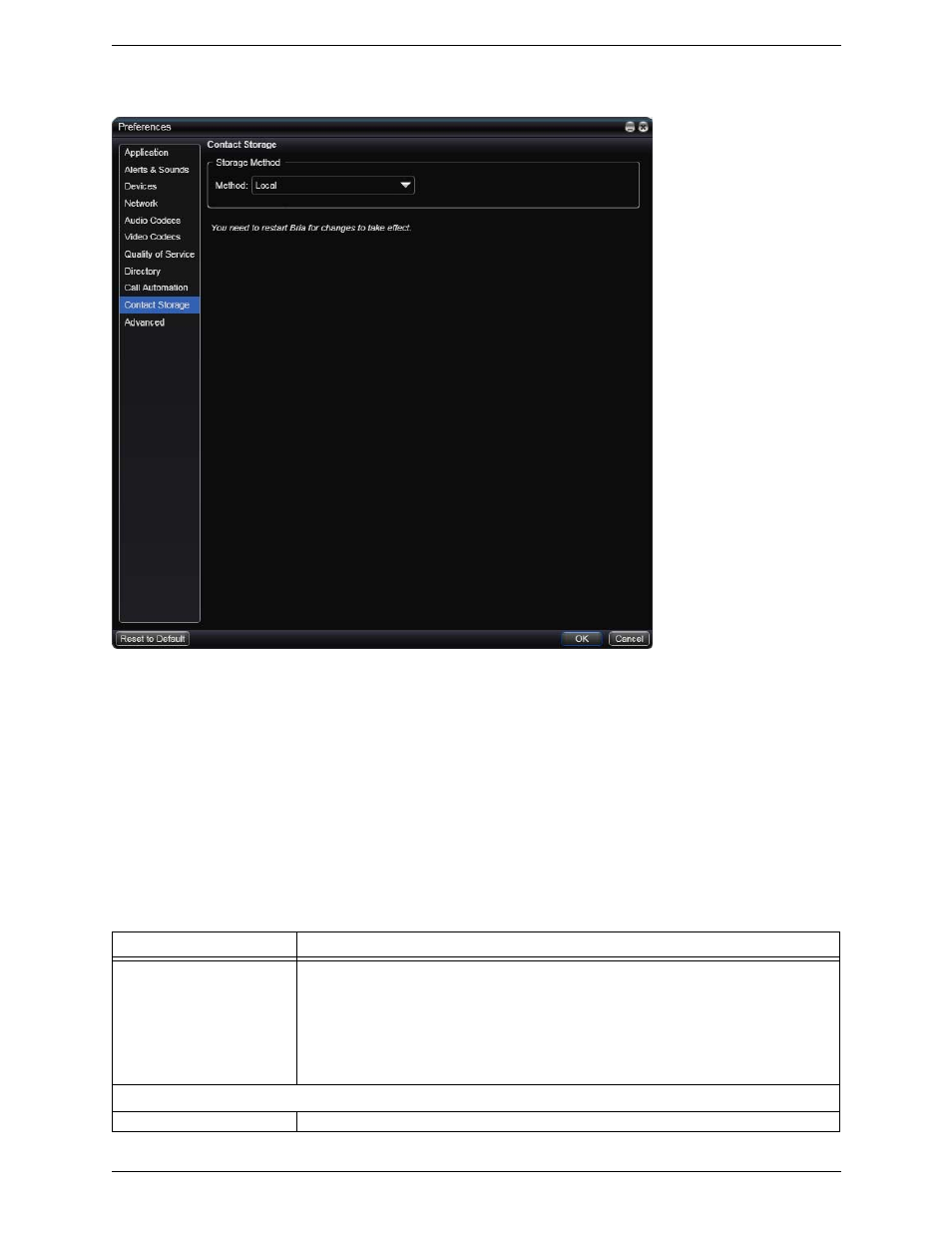 Preferences – contact storage | CounterPath Bria 3.0 for Windows User Guide – Retail Deployments User Manual | Page 74 / 92
