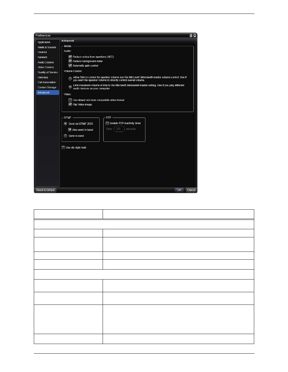 Preferences – advanced | CounterPath Bria 3.0 for Windows User Guide – Enterprise Deployments User Manual | Page 59 / 70