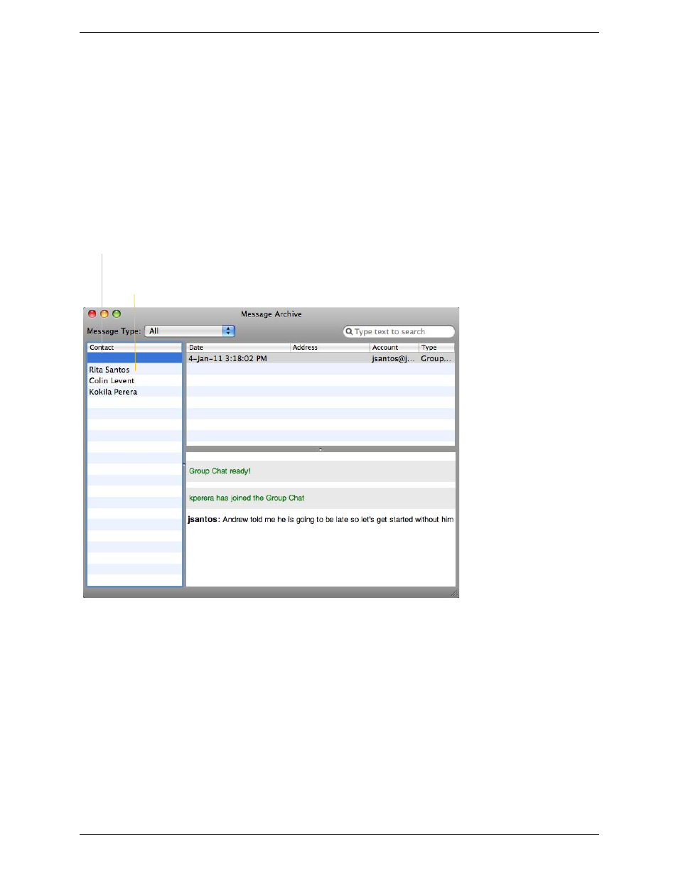 4 chat rooms, 5 viewing the message archive, Chat rooms viewing the message archive | CounterPath Bria 3.5.2 for Mac User Guide - Retail Deployments User Manual | Page 32 / 88