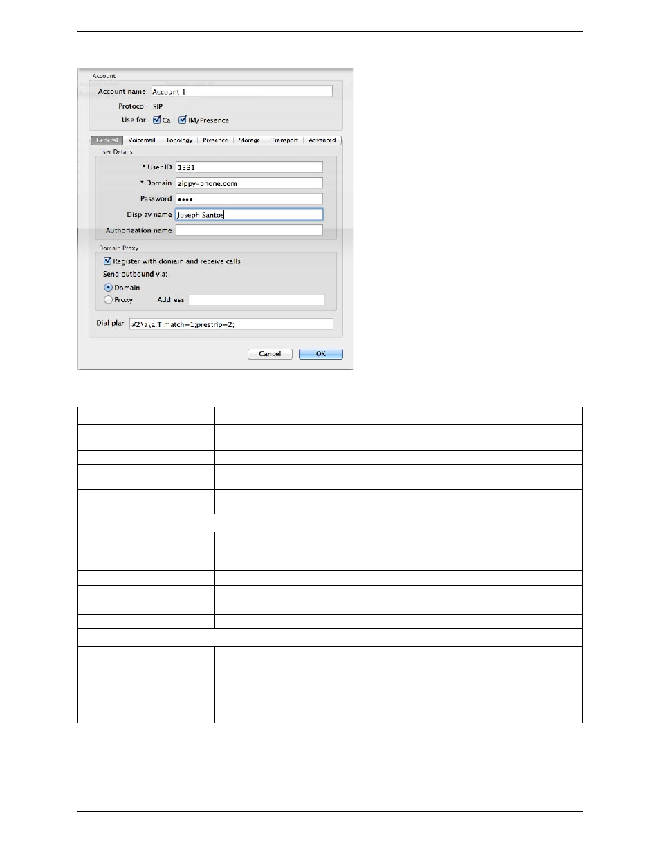 Sip accounts – general | CounterPath Bria 3.5.2 for Mac User Guide - Retail Deployments User Manual | Page 54 / 88
