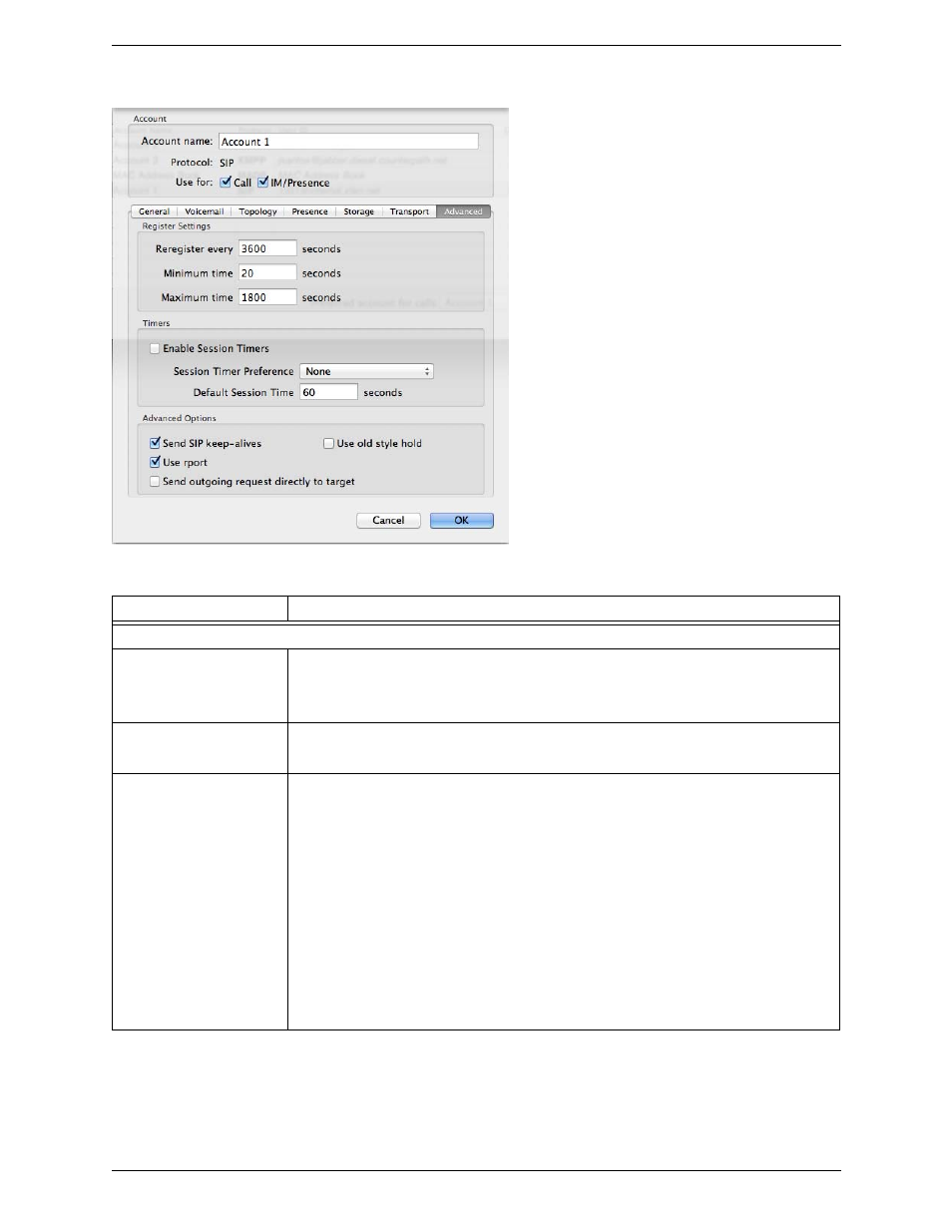 Sip accounts – advanced | CounterPath Bria 3.5.2 for Mac User Guide - Retail Deployments User Manual | Page 63 / 88