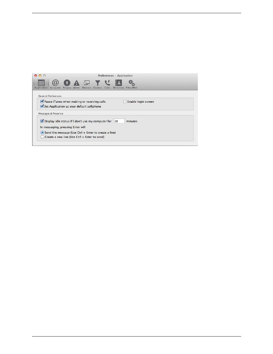 2 general preferences, General preferences, Preferences – application | CounterPath Bria 3.5.2 for Mac User Guide - Retail Deployments User Manual | Page 65 / 88