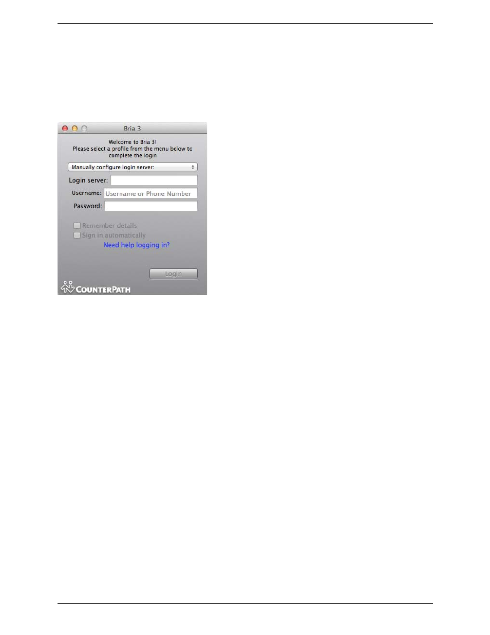 2 configuring bria, Configuring bria, Setting up accounts | CounterPath Bria 3.5.2 for Mac User Guide - Retail Deployments User Manual | Page 8 / 88