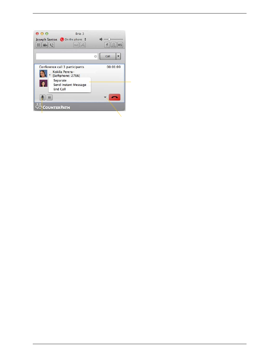 Managing the conference | CounterPath Bria 3.5.1 for Mac User Guide - Enterprise Deployments User Manual | Page 26 / 76