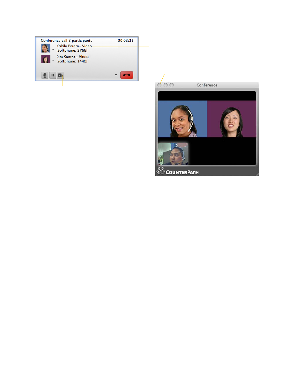 Video conference calls | CounterPath Bria 3.5.1 for Mac User Guide - Enterprise Deployments User Manual | Page 27 / 76