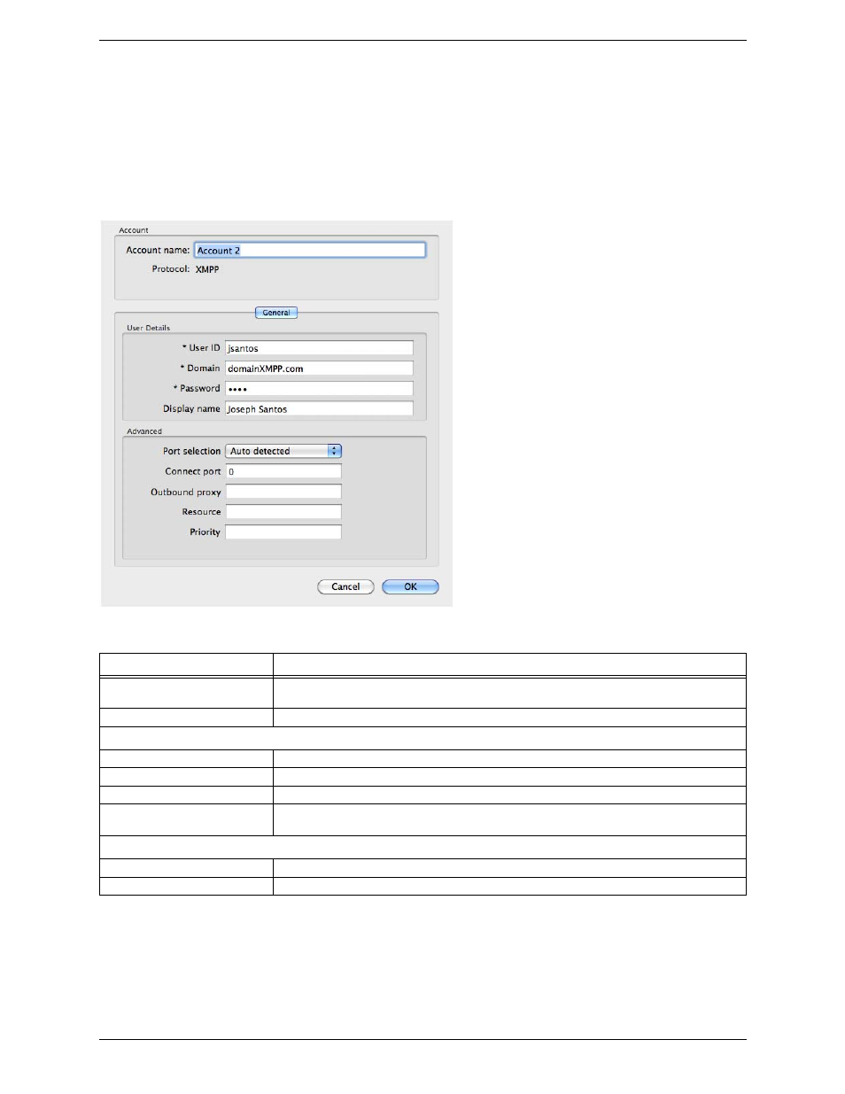 Xmpp account | CounterPath Bria 3.5.1 for Mac User Guide - Enterprise Deployments User Manual | Page 60 / 76
