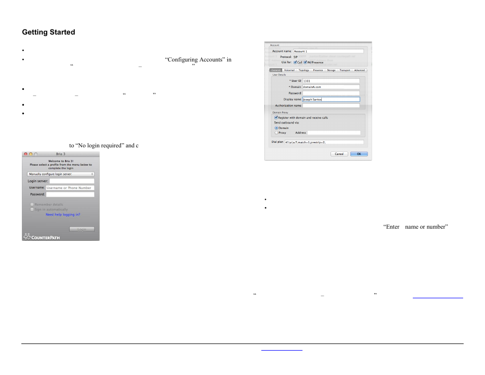 CounterPath Bria 3.5 for Mac Quick Start Guide User Manual | 1 page