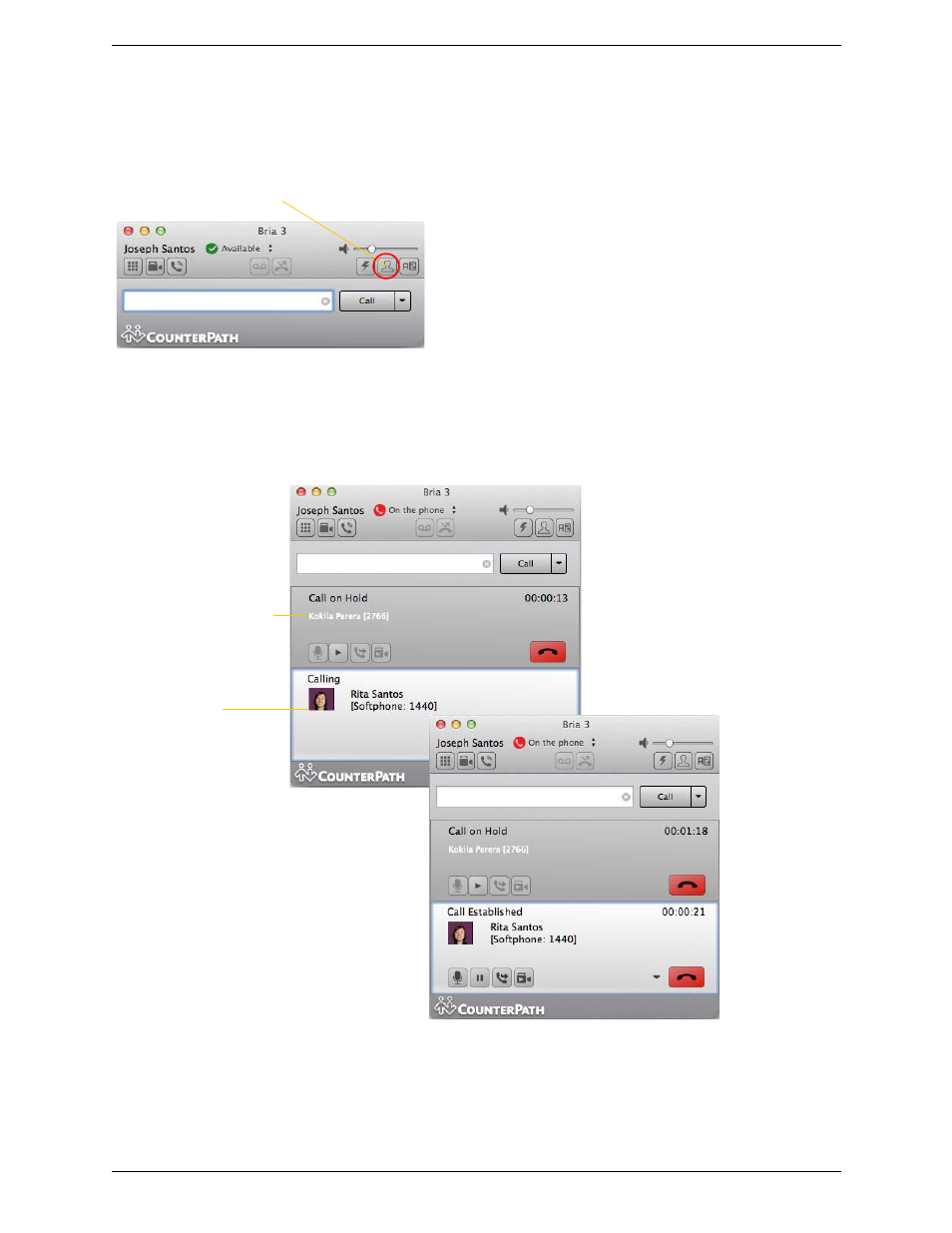 Hiding your identity (anonymous calling), Placing another call | CounterPath Bria 3.5.1 for Mac User Guide - Retail Deployments User Manual | Page 18 / 88