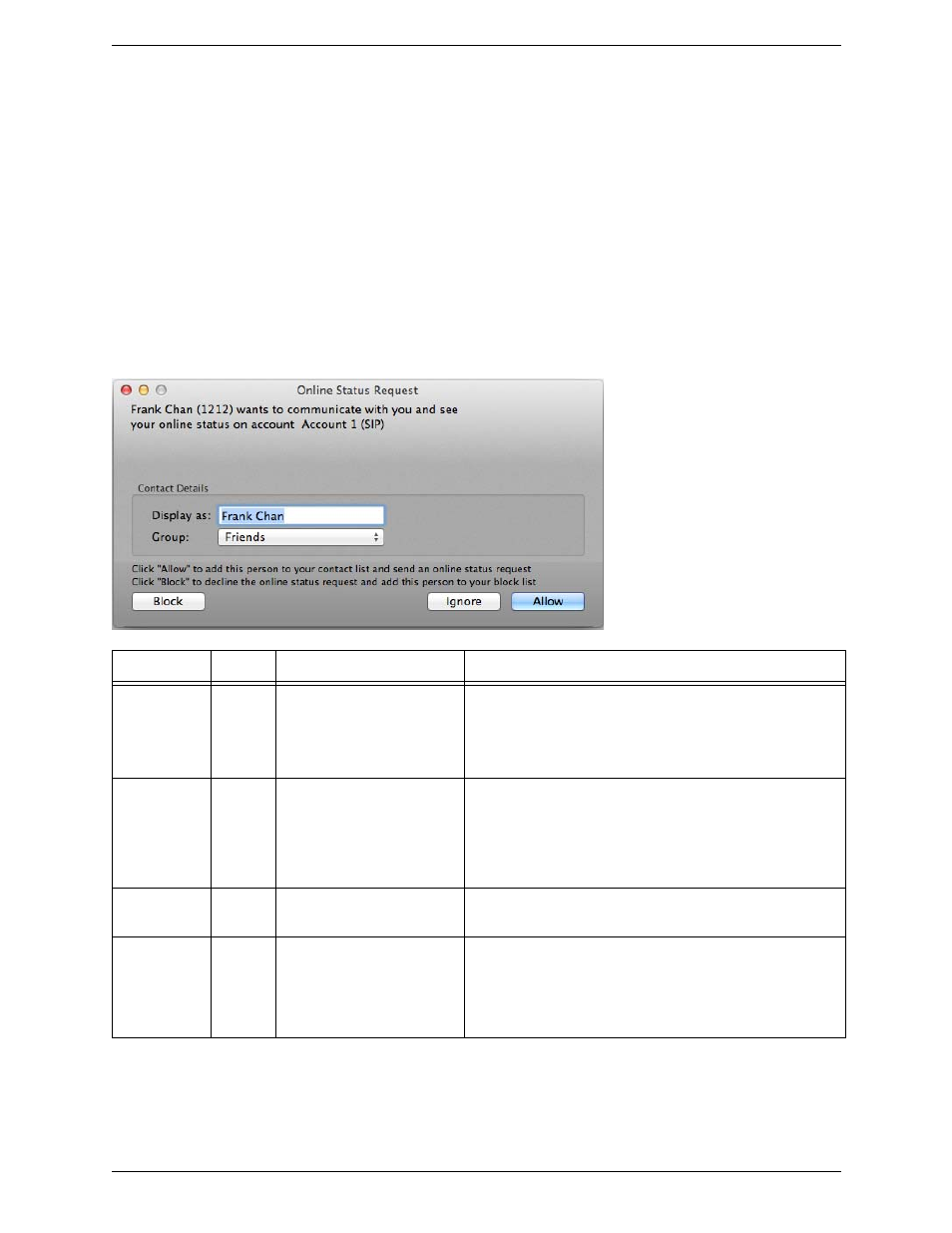 Receiving an online status request | CounterPath Bria 3.5.1 for Mac User Guide - Retail Deployments User Manual | Page 44 / 88