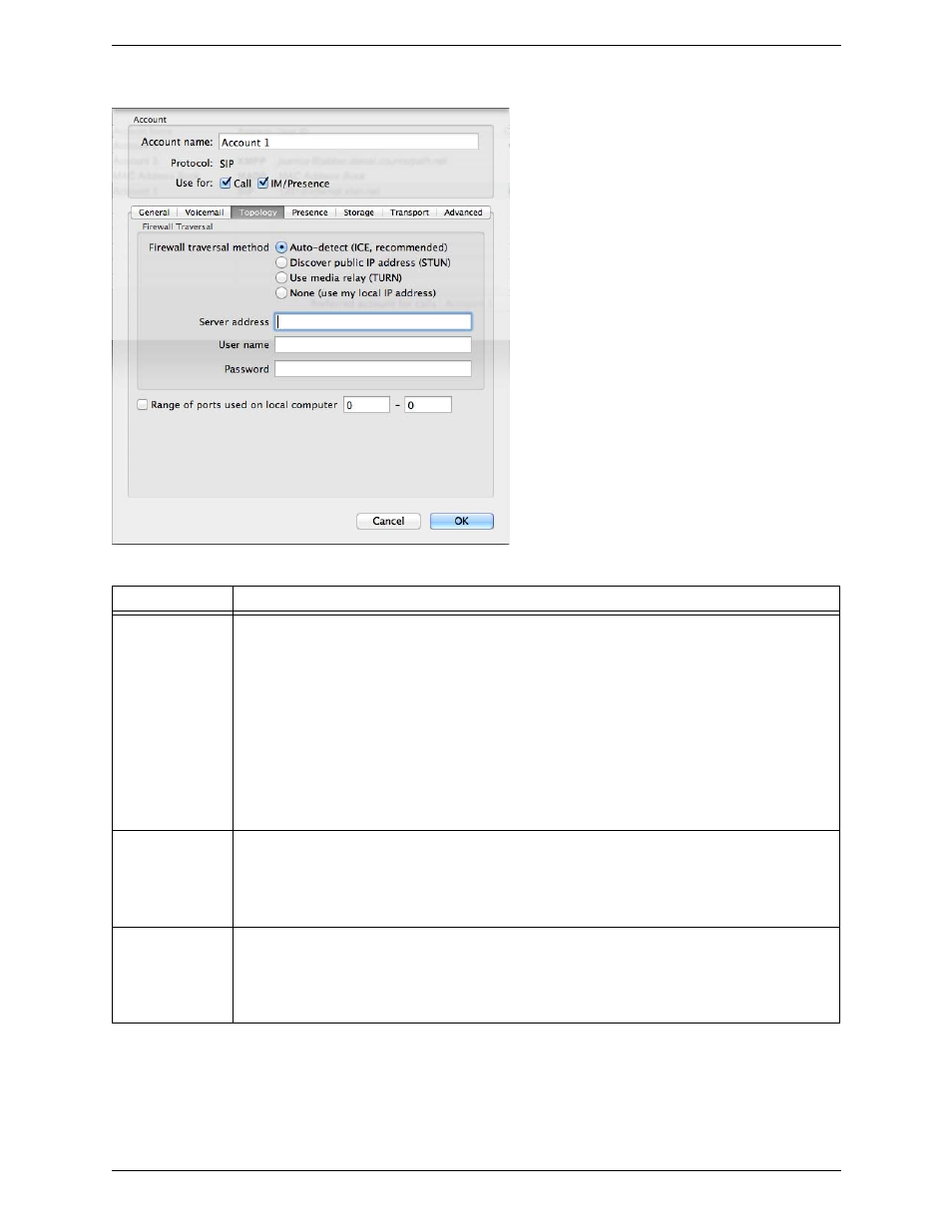 Sip accounts – topology | CounterPath Bria 3.5.1 for Mac User Guide - Retail Deployments User Manual | Page 58 / 88